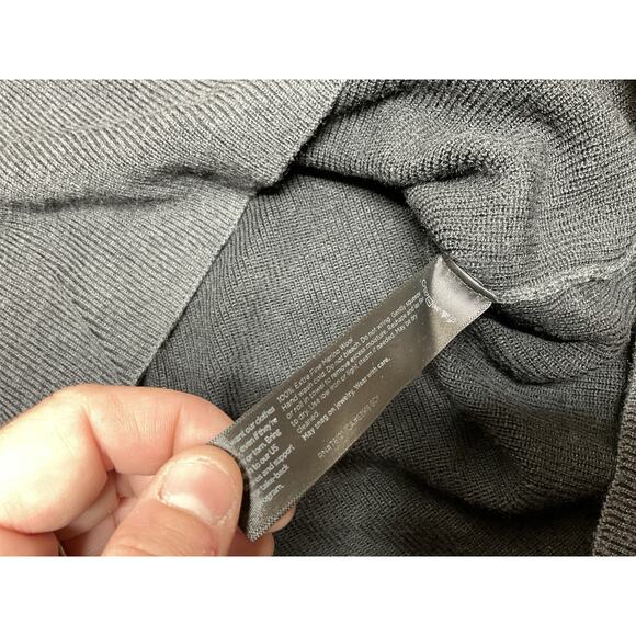 Eileen Fisher Charcoal Gray Mock Neck Extra Fine Merino Wool Tunic Sweater L - Picture 9 of 12